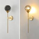 Axyaa Glass Globe Wall Sconce: Elegant Brass LED Bedside Lamp for Bedroom & Study