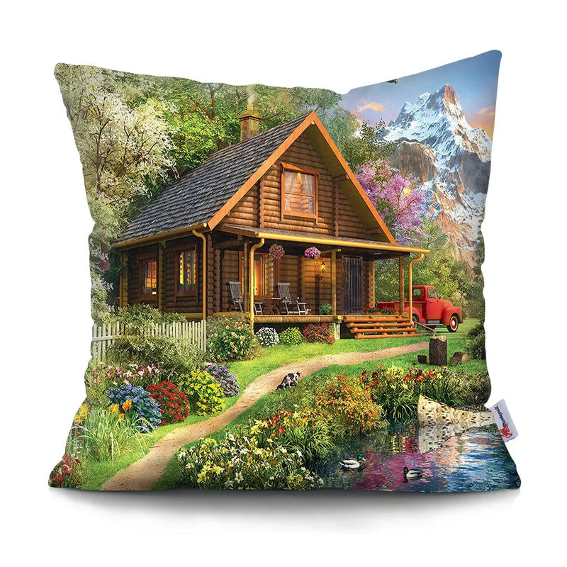 Axyaa Rustic Landscape Print Pillowcase