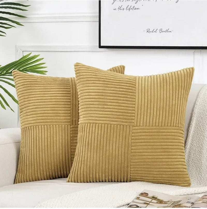 Corduroy Boho Throw Pillow Covers 18x18 Inch for Home Decor - Axyaa