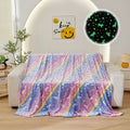 Axyaa Luminous Rainbow Unicorn Pegasus Star Flannel Blanket - Machine Washable Printing and Dyeing Blanket