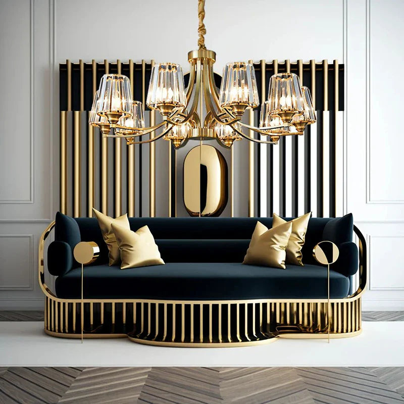 Axyaa Luxe Gold LED Pendant Chandelier for Home Decor Lighting