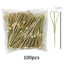 Axyaa Bamboo Fruit Stick 100pcs Pack for Dessert Decor - High Temp Disinfection