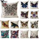 Axyaa Linen Butterfly Cushion Cover 45x45cm - Decorative Pillow Case for Sofa & Bed