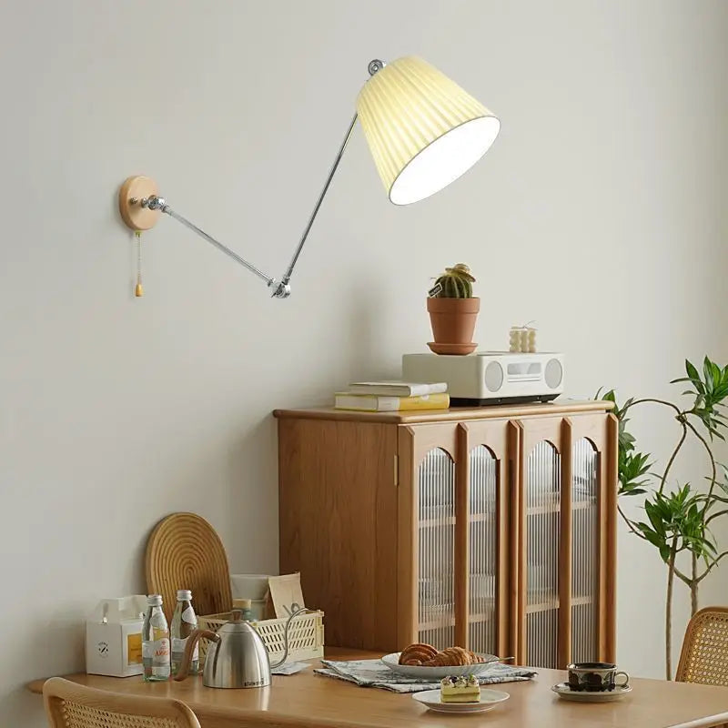 Axyaa Nordic Rocker Arm Wall Lamp with Fabric Shade