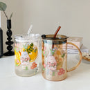 Axyaa Bunny Glass Cup with Lid and Straw - Cute & Kawaii Drinkware