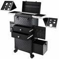 Axyaa Rolling Makeup Case with Hairdryer Holder and 3 Drawers