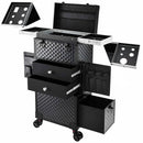 Axyaa Rolling Makeup Case with Hairdryer Holder and 3 Drawers