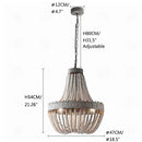 Axyaa Nordic Wooden Bead LED Chandelier, Retro Attic E27 Pendant Lamp