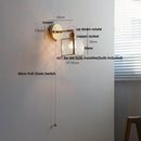 Axyaa Nordic LED Glass Wall Lights Brass Pull Chain Stair Fixture