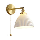 Axyaa Nordic Ceramic LED Wall Light with Pull Chain Switch, Modern Copper Sconce Home Lighting