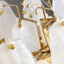 Axyaa Luxury Feather Glass Chandelier in Gold Finish - Elegant and Modern Lighting Solution