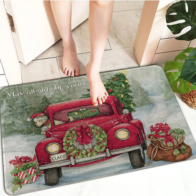 Axyaa Christmas Decoration Door Mat Non-Slip Floor Carpet for Home