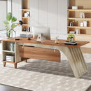 Axyaa 78" L-Shaped Executive Desk with Cabinet and Drawer, Modern Home Office Business Desk