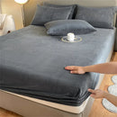 Axyaa Velvet Fitted Bed Sheet with Elastic Band - Winter Warm, Anti-Slip - All Sizes