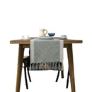 Axya Geometric Jacquard Table Runner with Tassel - Polyester Cotton Dining Flag