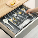 Axyaa Kitchen Cutlery Organizer: Adjustable Plastic Utensil Tray for Knives and Forks