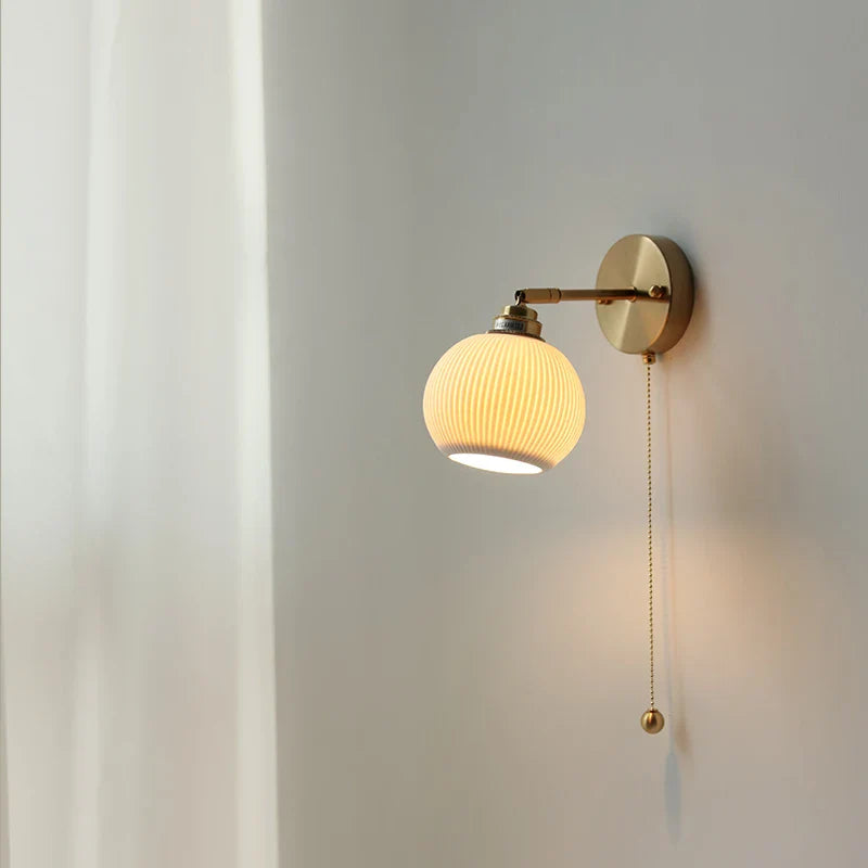 Axyaa Ceramic Shade LED Wall Lamp: Up Down Rotate Stair Lighting Fixture