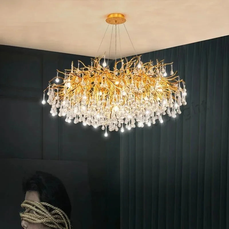 Axyaa Modern Luxury Crystal Ceiling Chandelier for Living Dining Bedroom