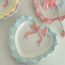 Axya Love Bow Jewelry Display Tray Ceramic Plate Wavy Edge Home Decor Props