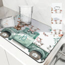 Axyaa Watercolor Flowers Absorbent Draining Dish Drying Mat
