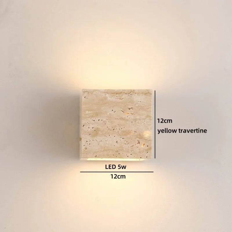 Axyaa Wabi Sabi LED Wall Lamp Yellow Travertine Glass Bathroom Light