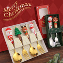 Axyaa Christmas Spoon Fork Set 2/4Pcs, Festive Dessert Fruit Fork, Santa Elk Doll Spoon