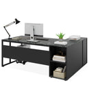 Axyaa Executive L-Shaped Desk with Cabinet Storage and Shelves