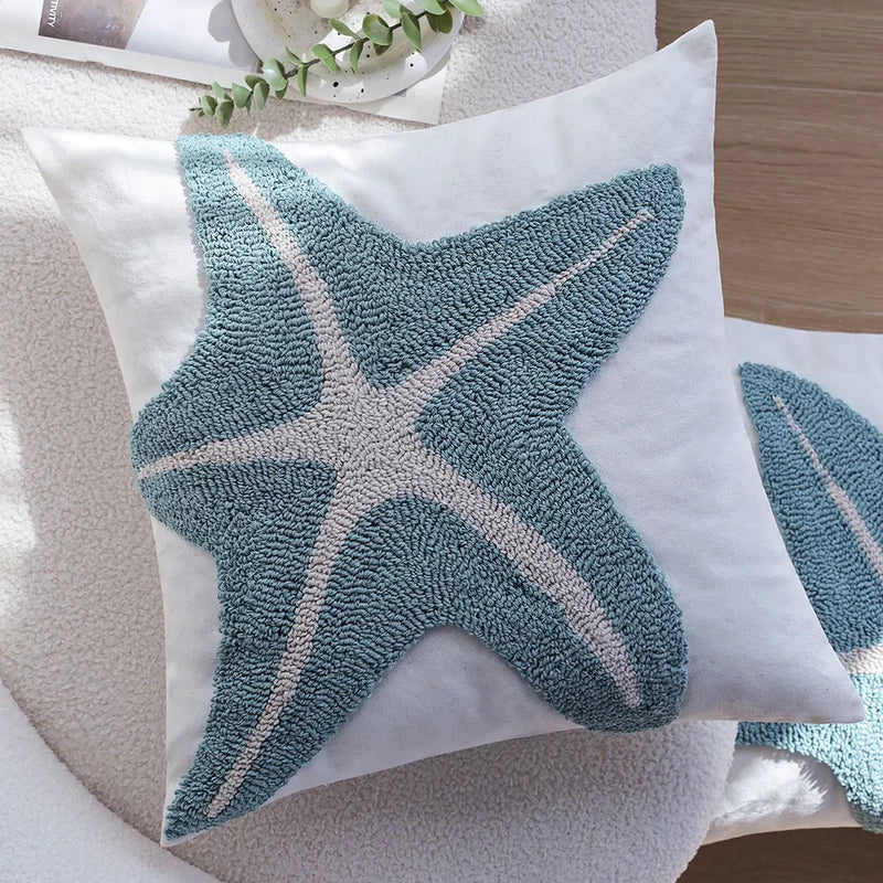 Axyaa Boho Style Starfish Tufted Cushion Cover 45x45 - Sofa Decor Pillow Cover