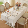 Axyaa Linen Cotton Waterproof Tablecloth for Dining Coffee Table Kitchen Room Decor