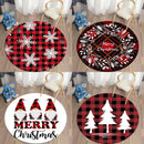 Axyaa Plaid Christmas Round Carpet - Non-Slip Home Decor Foot Mat