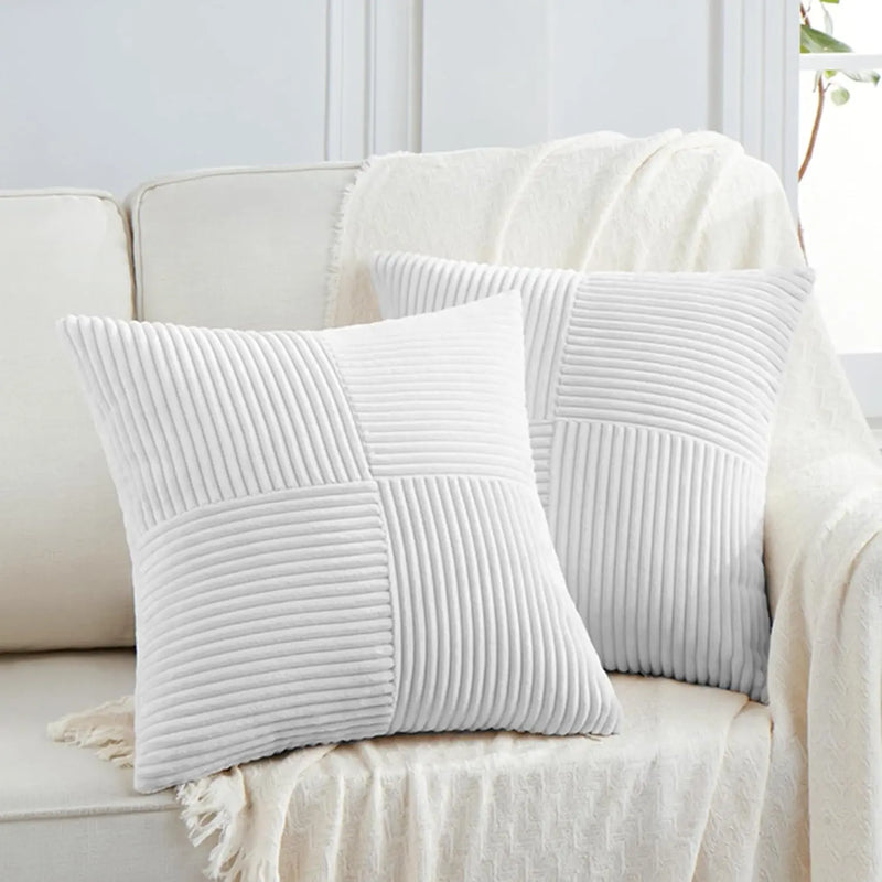 Corduroy Boho Throw Pillow Covers 18x18 Inch for Home Decor - Axyaa