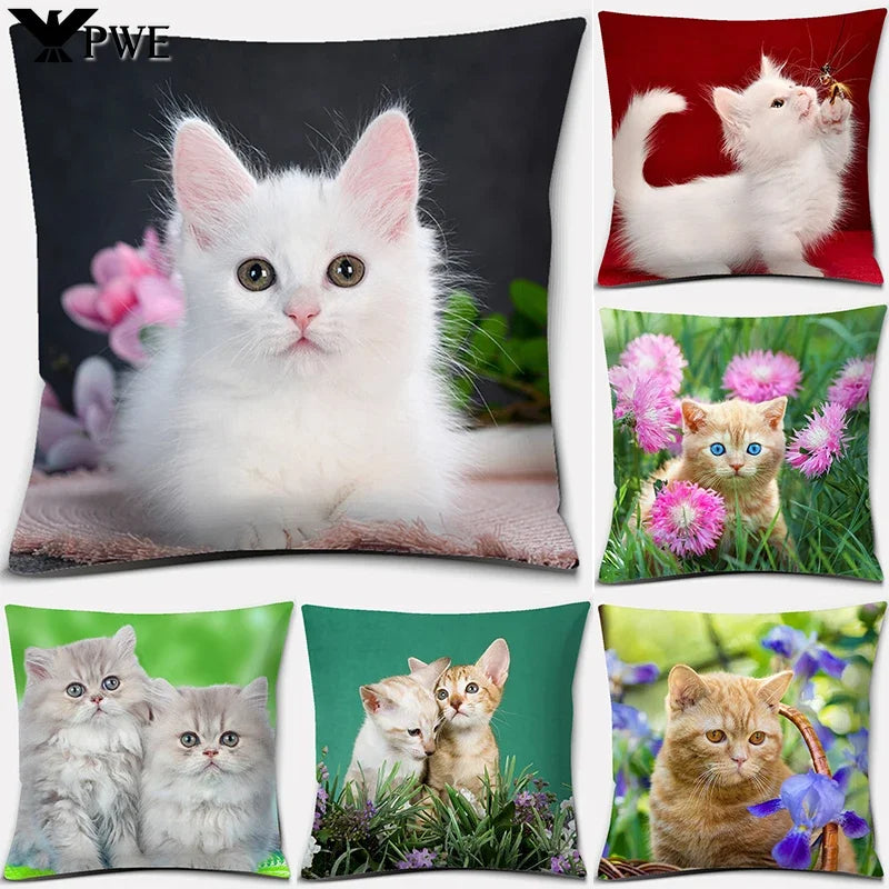 Axyaa Cat Series Pillowcase: Cute Living Room Sofa Cover for Home Decoration