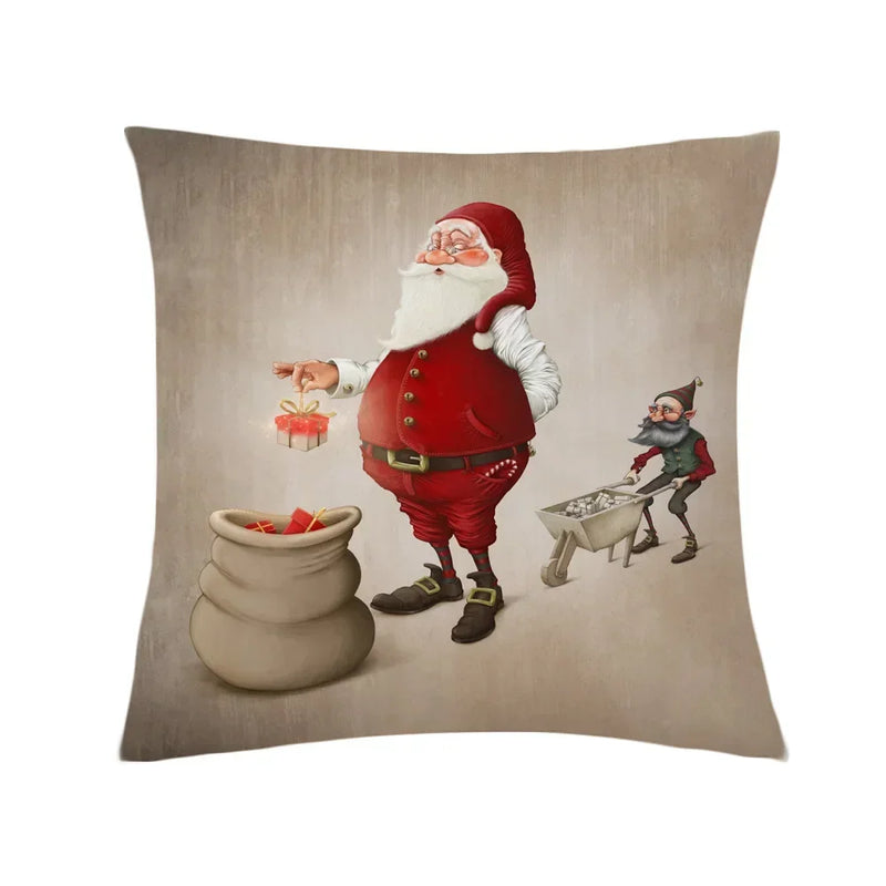 Axyaa Santa Claus Cartoon Decorative Pillowcase 45X45CM
