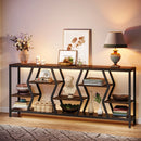 Axyaa Industrial 4 Tier Wood Sofa Table, 70.9" Long Narrow Entryway Accent Shelf