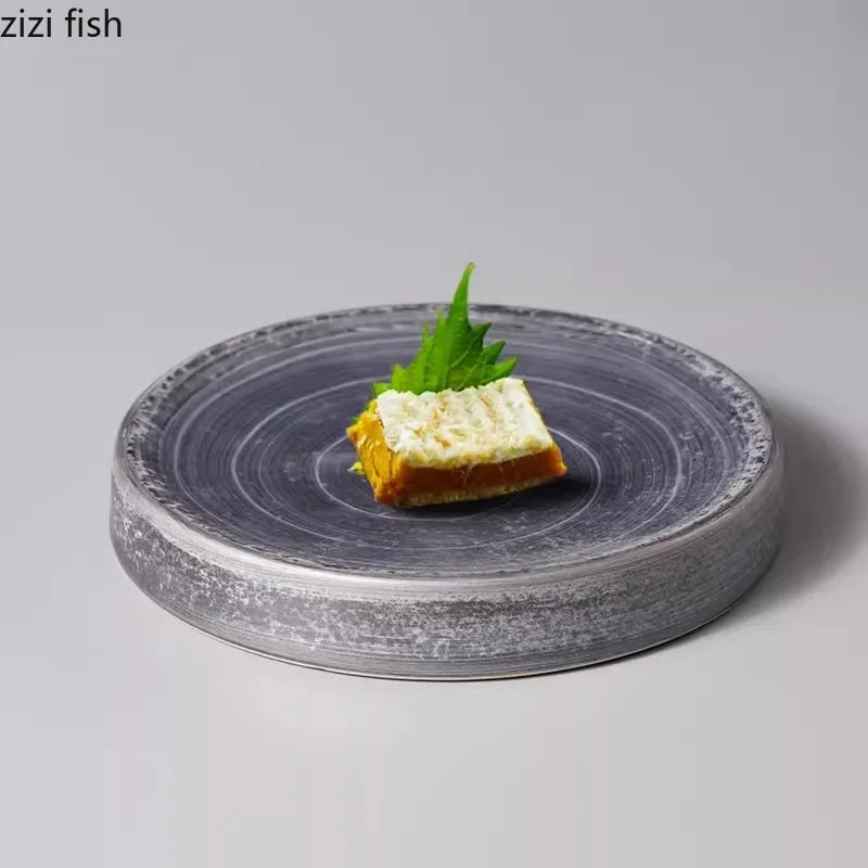 Axya Ceramic Circular Dinner Plate for Molecular Cuisine and Sushi