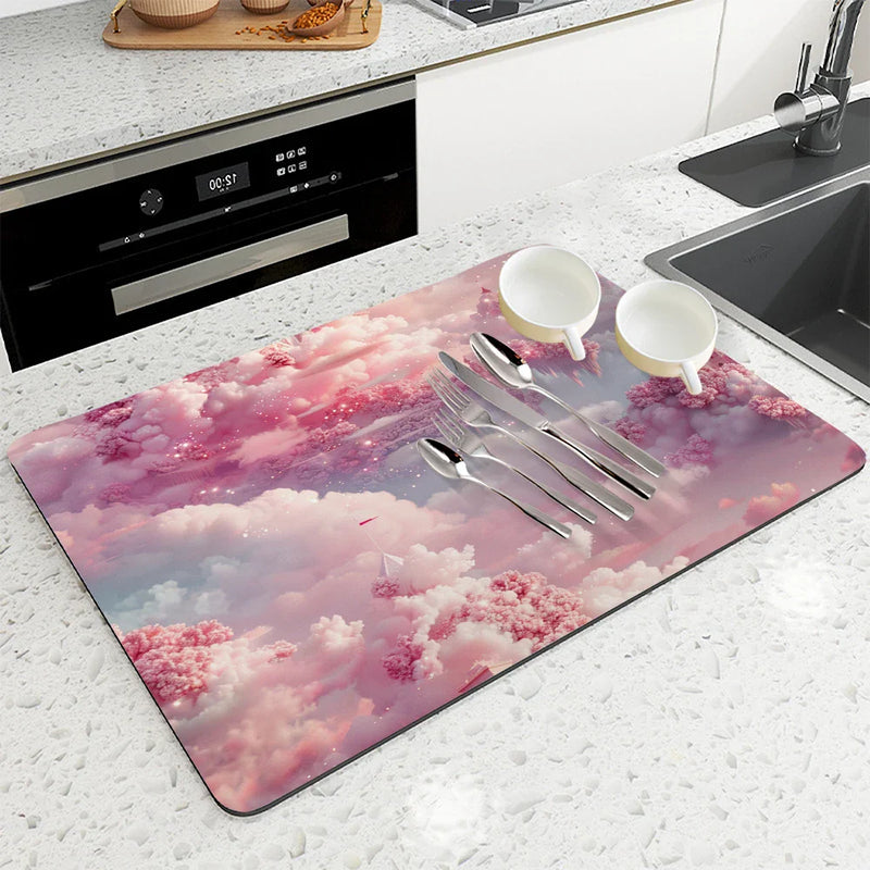 Sky Cloud Castle Absorbent Drying Mat by Axyaa - Table Decoration & Accessories
