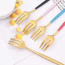 Axyaa Stainless Steel Fruit Cake Fork Set - 6Pcs