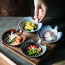 Axyaa Shell Bowl with Handle Set - Japanese Ceramic Tableware for Home and Restaurant