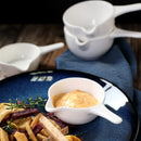 Axya White Ceramic Spice Dish with Handle and Sauces Cup