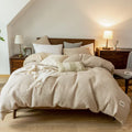 Axyaa Waffle Lyocell Cotton Queen Bedding Set: Soft, Breathable, Comfortable Duvet Cover