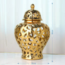 Golden Ceramic Vase for Artistic Flower Arrangement by Axyaa