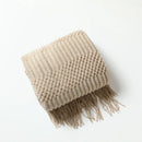 Axyaa Khaki Tassel Knit Blanket - Cozy Nordic Sofa Office Cover & Bed Throw