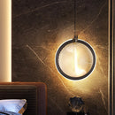 Axyaa Crystal LED Pendant Lamp: Minimalist Black Frame, Round Design