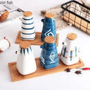 Axya Ceramic Seasoning Jar Set - Kitchen Spice Container & Seasoning Tool