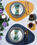 Axyaa Triangle Oval PU Leather Placemats Set for Stylish Table Settings