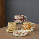 Axyaa Ceramic Coffee Cups and Saucers Set - Japanese Style Breakfast Afternoon Mugs