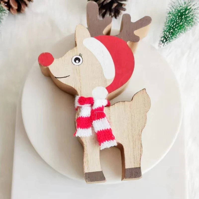 Axyaa Christmas Wooden Deerlet Ornaments Holiday Decor Craft Gift