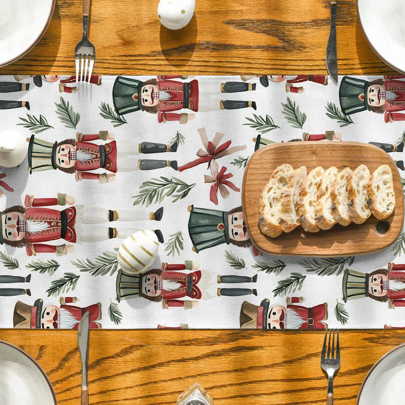 Nutcracker Gift Plant Fir Table Runner by Axyaa