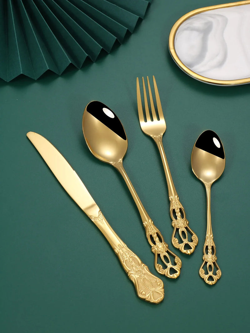Axyaa 4pc Stainless Steel Court Tableware Set for High-Grade Wedding Parties