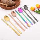 Axyaa 12Pcs Luxury Korean Stainless Steel Tableware Set